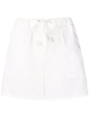 Moncler White High Waist Drawstring Shorts In White