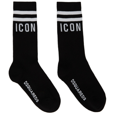 Dsquared2 Black & White Mid Crew Socks