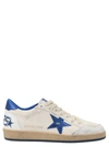 Golden Goose Ball Star Sneakers In White Nappa Leather With Light Blue Laminated Leather Star And Heel Tab In White