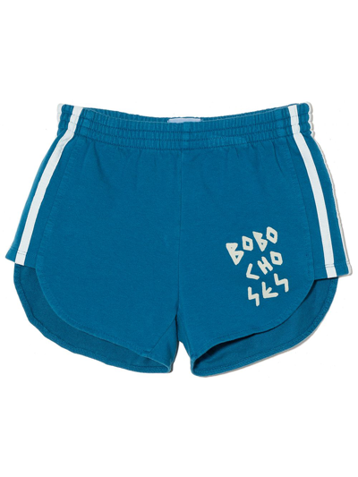 Bobo Choses Kids' Logo Cotton-blend Shorts In Prussian Blue