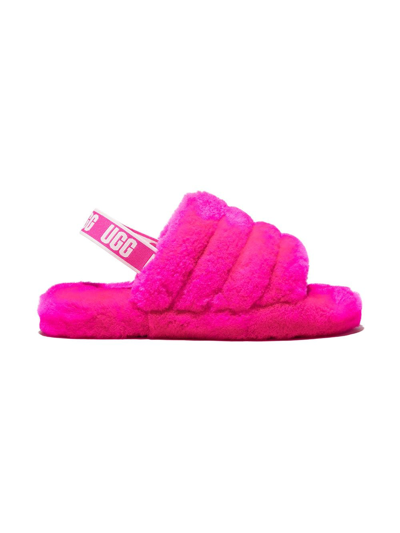 Ugg Teen Fluff Yeah Shearling Sandals In Pink