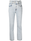 ALEXANDER WANG BELTED FRAYED STRAIGHT-LEG JEANS
