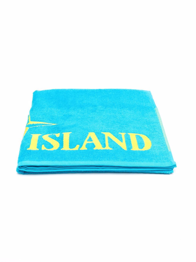 Stone Island Kids' Logo-print Beach Towel In Blue