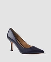 Ann Taylor Mila Leather Pumps In Navy Blue