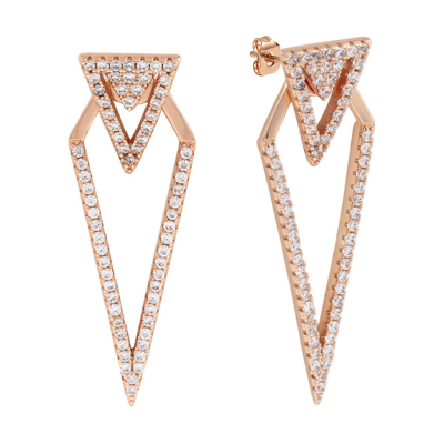 Sole Du Soleil Lupine Collection Women's 18k Rg Plated Geometric Ear Jacket Fashion Earrings In Gold Tone,pink,rose Gold Tone