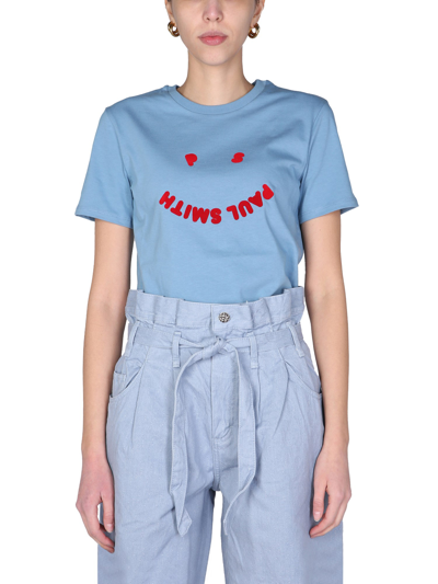 Ps By Paul Smith "happy" T-shirt In Azure