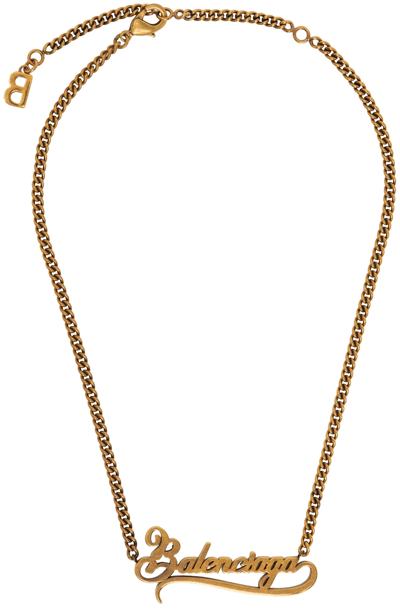 Balenciaga Typo Valentine Gold-tone Necklace In Metallic