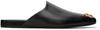 Balenciaga Men Black Leather Cosy Bb Slippers In Black