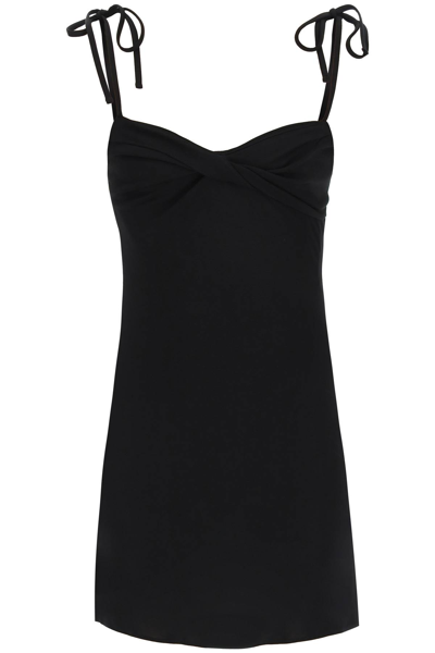 Off-white Jersey Twisted Mini Dress In Black