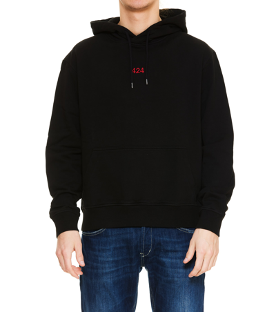 Fourtwofour On Fairfax 424 Embroidered Logo Hoodie In Black