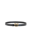 Pinko Love Berry Leather Belt With Love Birds Buckle In Black