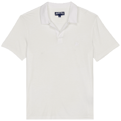 Vilebrequin Men Tencel Polo Shirt Solid In White