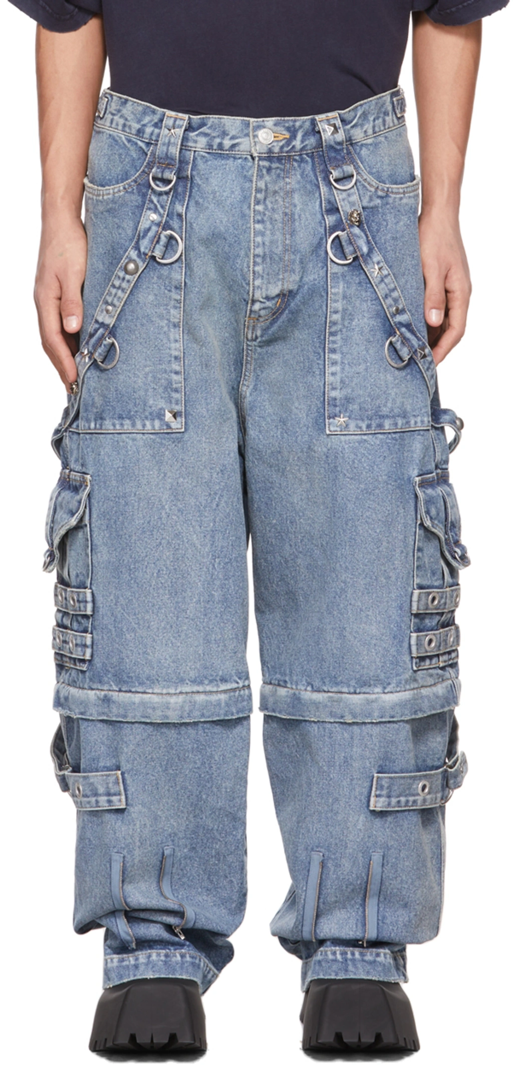 パンツ BALENCIAGA 22aw raver baggy denim Balenciaga Raver Relaxed-fit Wide-leg Denim Jeans In Blue | ModeSens