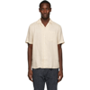 Hugo Ellino Linen Solid Straight Fit Button Down Camp Shirt In Light Beige