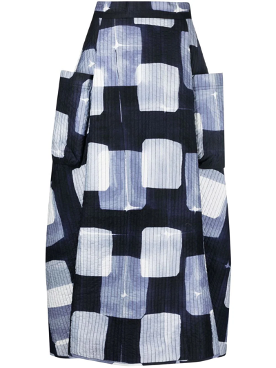 Henrik Vibskov Quilted Block-print Skirt In Blue
