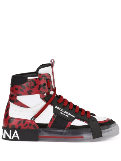 Dolce & Gabbana Custom 2.zero High-top Sneakers In Mixed Materials In Multi