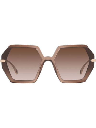 Bvlgari Heptagon-frame Sunglasses In Brown