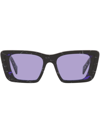 Prada Marble-effect Rectangle Frame Sunglasses In Black