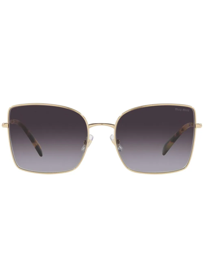 Miu Miu Square-frame Sunglasses In Gold