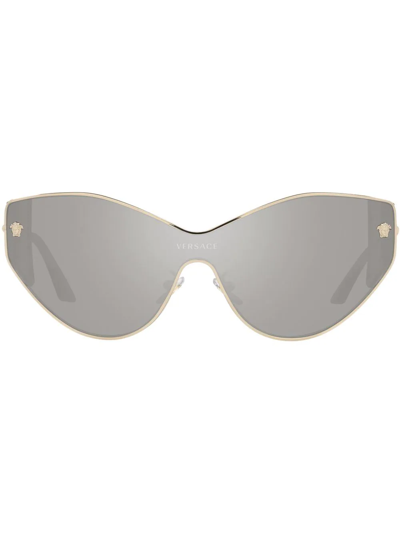 Versace Ve2239 Pale Gold Sunglasses In Light Grey Mirror Silver