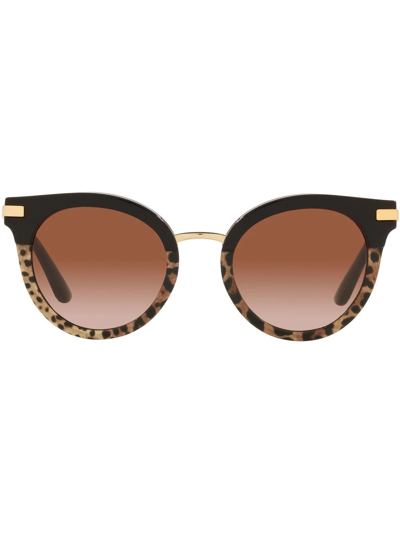 Dolce & Gabbana Leopard-print Round Frame Sunglasses In Leo Print