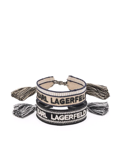 Karl Lagerfeld K Woven Bracelet Set In Neutrals