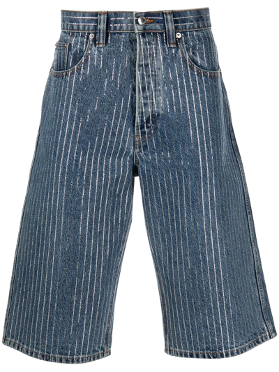 Alexander Wang Below-knee Denim Shorts In Blue