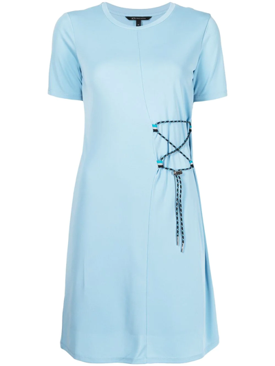 Armani Exchange Drawstring-embellished T-shirt Dress In Blue