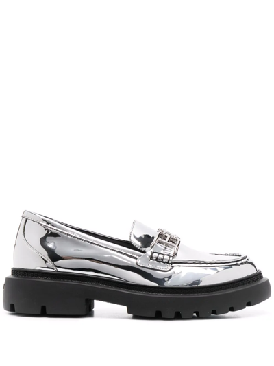 Bally Gioia Chunky Leather Loafers In Silver