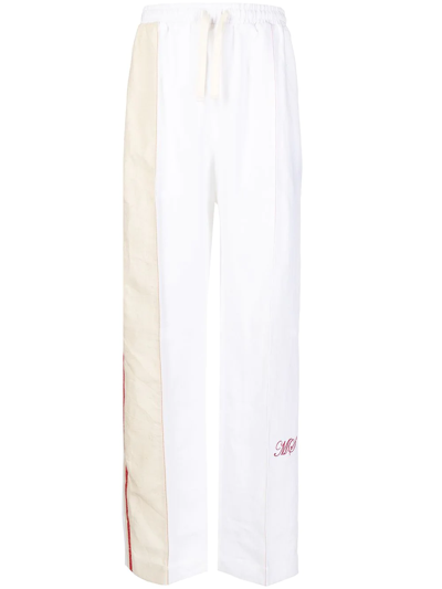 Marine Serre Trousers In White Cotton And Linen
