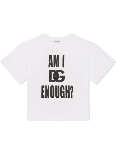 Dolce & Gabbana Kids' Slogan-print Crewneck T-shirt In White