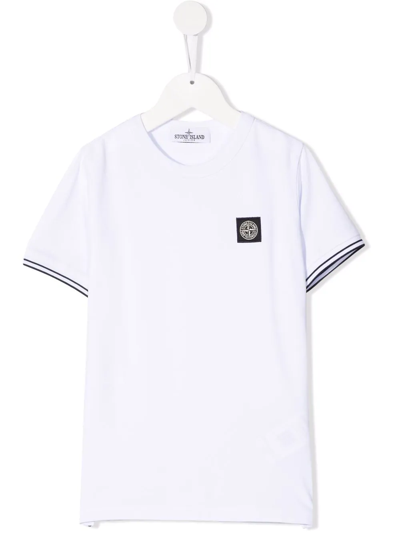 Stone Island Junior Kids' Logo-print Short-sleeved T-shirt In White
