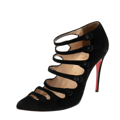 Pre-owned Christian Louboutin Black Suede Viennana Pumps Size 38.5