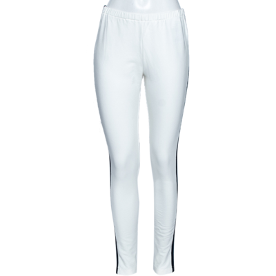 Pre-owned Prada White Cotton Contrast Trimmed Track Pants M