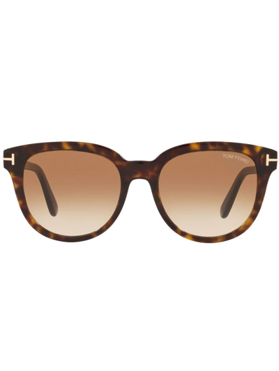 Tom Ford Olivia 54mm Gradient Round Sunglasses In Dhav/brng