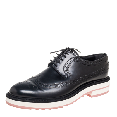 Pre-owned Louis Vuitton Black Brogue Leather Lace Up Derby Size 37.5