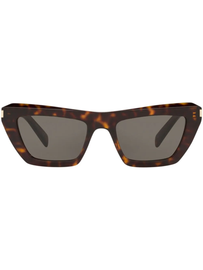 Saint Laurent Tortoiseshell-effect Cat-eye Sunglasses In Brown