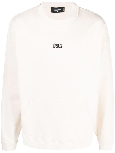 Dsquared2 Logo Crew-neck Sweatshirt In Neutrals