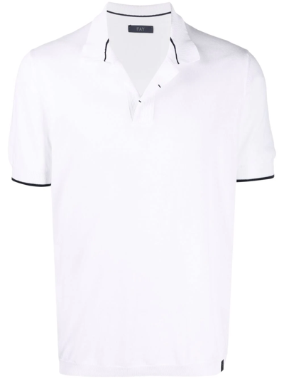 Fay Short-sleeve Polo Shirt In B001(bianco)+u807(blu Navy)