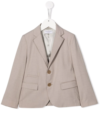 Paolo Pecora Kids' Fitted Single-breasted Blazer In Fango