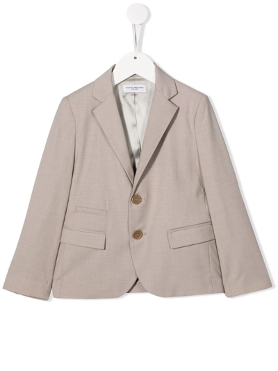 Paolo Pecora Kids' Fitted Single-breasted Blazer In Neutrals