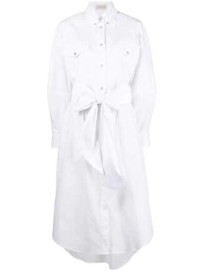 Alexandre Vauthier Western Poplin Midi Shirt Dress In White