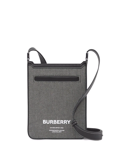 Burberry Grey Square Horseferry Olympia Messenger Bag In Black/grey