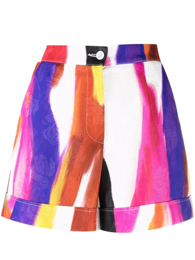 Stella Jean Woman White Shorts With Multicolored Print