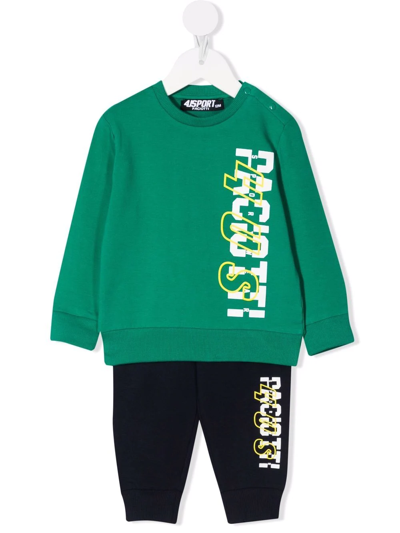Cesare Paciotti 4us Babies' Graphic-print Cotton Tracksuit Set In Green