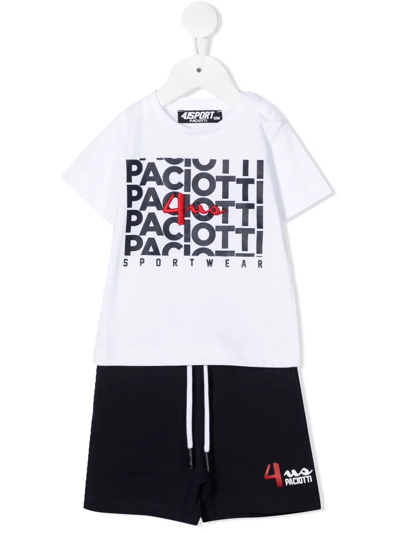 Cesare Paciotti 4us Babies' Logo-print Short Tracksuit Set In Blue