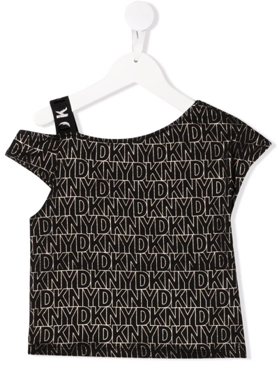 Dkny Kids' Logo Asymmetric Top In Black