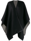 Ferragamo Reversible Wool Poncho In Black