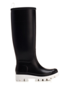 Gia Borghini Short Black Rain Boot In Rubber With White Sole In Black