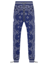 Amiri Tapered Bandana-jacquard Cotton And Cashmere-blend Sweatpants In Blue